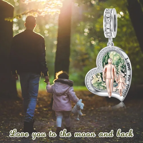Miniatura 181 de PROESS Dije para padre, madre e hija, pulsera de plata de ley para pulseras, regalos de cumpleaños, día de San Valentín, para hija, madre, amante