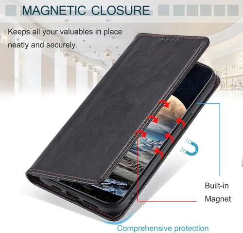 Miniatura 7 de Funda de cuero compatible con Google Pixel 7, compatible con Google Pixel 7 5G GVU6C GQML3 Flip Folio PU Funda de cuero negro