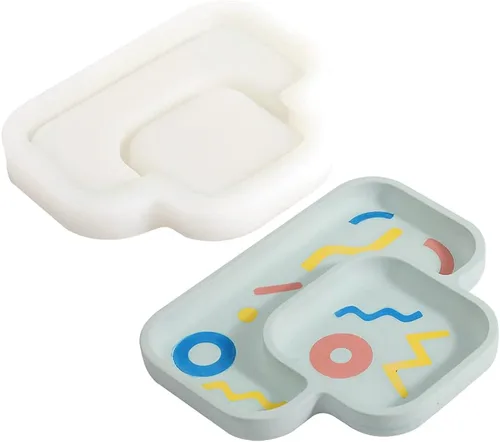 Bandeja de hormigón Molde de silicona Herramienta decorativa creativa para el hogar para frutas Snack Plate Almacenamiento de joyas Pulsera SH0692
