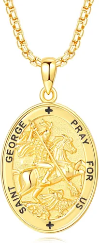 Miniatura 75 de Collar de plata de ley 925 con medalla de San Patrón, colgante de protección católica, amuleto, joyería religiosa para hombres y mujeres