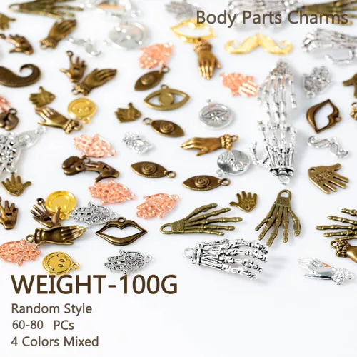 Miniatura 3 de stino 100 G Mixed Style Metal Charms for Jewelry Making, Bulk Silver & Gold Plated, for Bracelet, Necklace, Earrings DIY Crafts