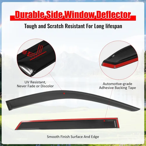 Miniatura 3 de IKON MOTORSPORTS - Visera de ventana compatible con Dodge Durango 2011-2026, 4 piezas de humo acrílico, protección contra la lluvia, protección