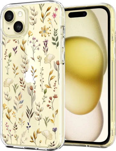 Miniatura 11 de Unov for iPhone 15 Case, Clear with Design, Slim Fit Good Grip, Embossed Phone Case, Shockproof Protective Cover, Raised Camera Protection, Soft