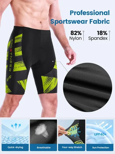 Miniatura 42 de Sportneer Pantalones cortos de ciclismo acolchados para hombre, acolchado 4D, pantalones cortos de ciclismo para hombre, transpirables y absorbentes