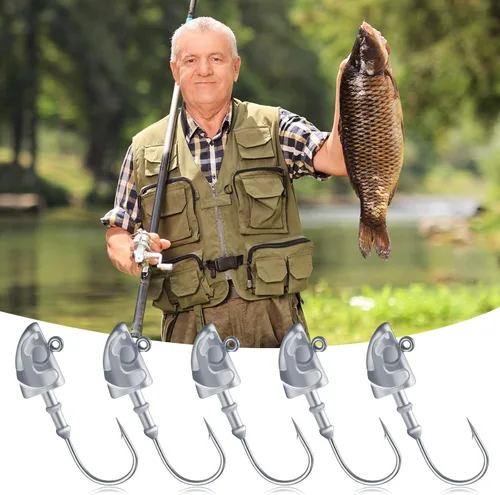 Miniatura 3 de 15 piezas Swimbait Jig Head Jig Head Cebo Cabeza Cebo de plomo Pesado Ganchos Giratorios Jig Head Spinning Fish Jig Head para agua salada y agua