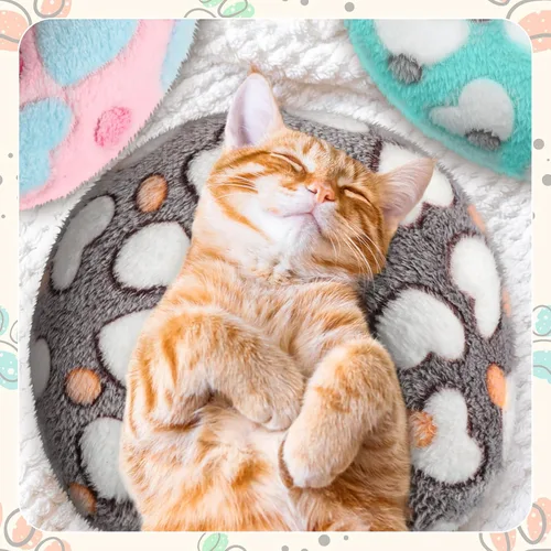 Miniatura 5 de Sweetude 4 almohadas para gatos, cama de cachorro, mullidas y calmantes para mascotas, regalos suaves con forma de media rosquilla en forma de U