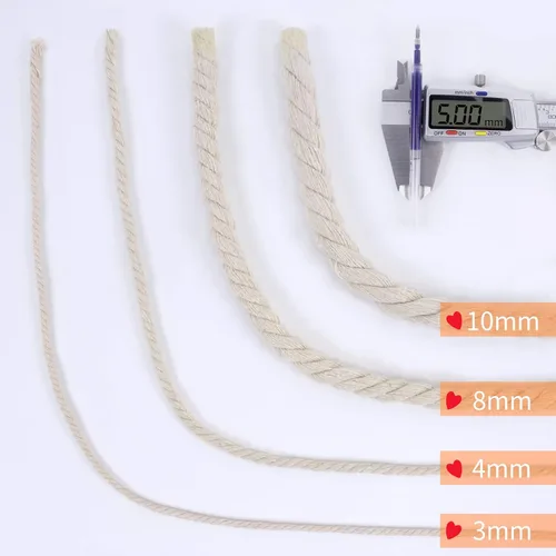 Miniatura 3 de JeogYong Cordón de macramé de 8mm, cuerda de lana de macramé de algodón natural de 131 pies, cordón de algodón trenzado de 3 hebras, hilo de macramé