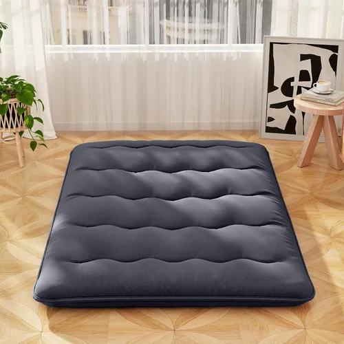 Miniatura 10 de Giantex Colchón japonés de suelo, colchón futón de 4 pulgadas con funda lavable y bolsa de almacenamiento, colchón plegable enrollable para tatami