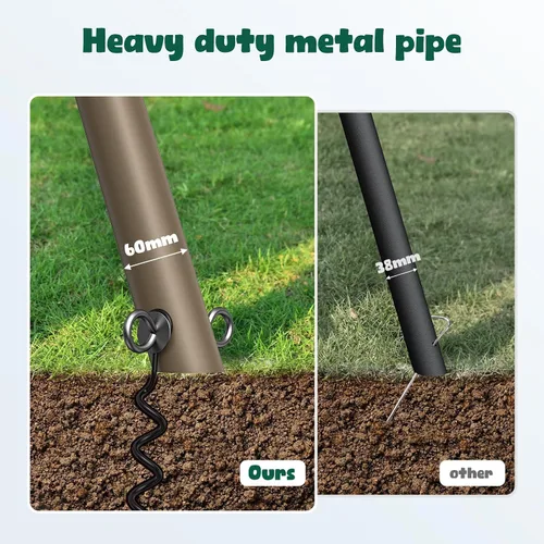 Miniatura 3 de Hapfan Juego de columpios de 2.22m de alto, juego de columpios de metal resistente con 3 columpios para patio trasero, juego de juegos para niños