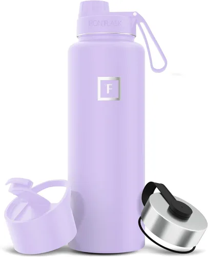 Miniatura 39 de IRON °FLASK Frasco de hidratación para acampar y senderismo con pajilla, botella de agua deportiva de acero inoxidable con aislamiento de boca Dark