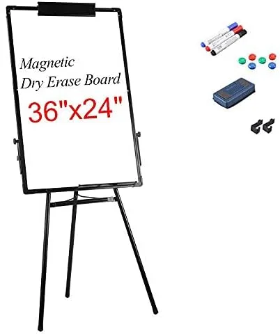 Miniatura 6 de Pizarra blanca con trípode de caballete de borrado en seco, tablero magnético de 24 x 36 pulgadas, soporte de altura ajustable, 3 marcadores, 1