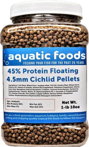 Miniatura 4 de Pellets de cíclidos, 45% proteína flotante de 0.177 in (5/32 pulgadas) para Oscar, cíclidos centroamericanos, sudamericanos... tarro pequeño de 8