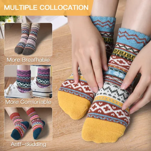 Miniatura 5 de FYC Winter Womens Socks Wool Warm Thick Knit Cozy Crew Casual Vintage Soft Socks for Women Christmas Gifts Socks 5 Pairs