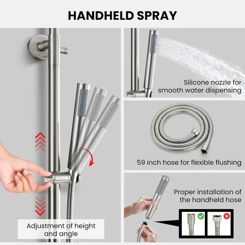 Miniatura 7 de gotonovo - Accesorios para ducha al aire libre SUS304 de acero inoxidable, kit de ducha de lluvia de alta presión montado en la pared, llave