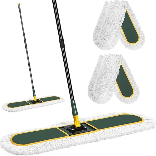 Mopa comercial de 36" para limpieza de polvo con almohadillas de repuesto, mopa industrial pesada para piso húmedo y seco de gran tamaño para Verde
