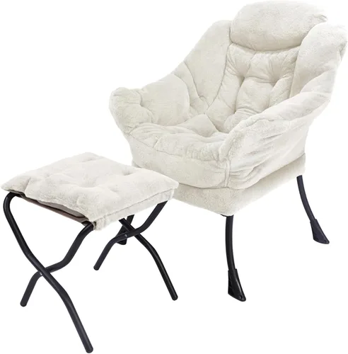 Miniatura 10 de Silla reclinable con otomana plegable, sillas de sala de estar, silla de salón contemporánea de acento, silla de sofá de ocio con marco de acero