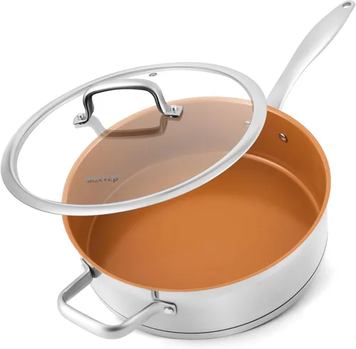duxtop pro Sartén de cerámica, sartén antiadherente de 11.6 pulgadas sin PFAS, PTFE o PFOA, base de acero inoxidable para todas las estufas,