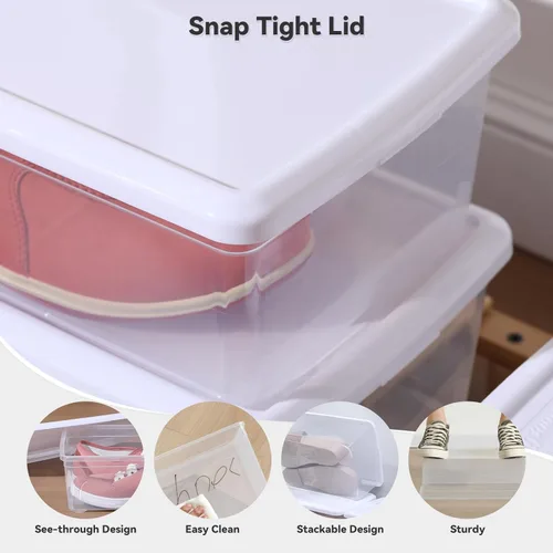 Miniatura 3 de novelinks Contenedores de almacenamiento de plástico transparente de 6 cuartos de galón con tapas blancas, caja apilable, contenedor organizador