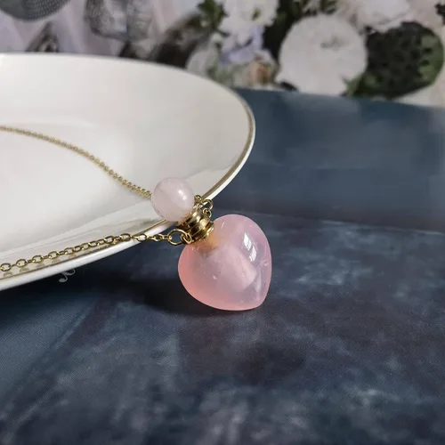 Miniatura 8 de Perfume Bottle Necklace Heart Shape, Amethyst Necklace Healing Crystal for Women, Essential Oil Diffuser Bottle Necklace Jewelry for Liquid