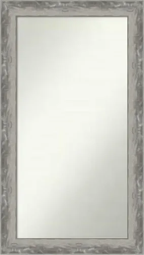 Miniatura 355 de Amanti Art Espejo de baño plateado para sobre el fregadero, 24 x 24 pulgadas, espejo cuadrado de peltre forjado a medida, marco de madera casual