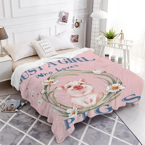 Miniatura 3 de Just A Girl Who Loves Pigs - Manta tipo throw de felpa mullida de franela para siesta para viajes, picnic, cama, sofá, cálida y acogedora para todas