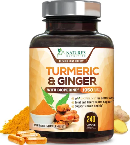 Miniatura 10 de Cúrcuma Curcumina con BioPerine & Jengibre 95% Curcuminoides 1950mg – Pimienta Negra para Absorción, Hecho en Estados Unidos, apoyo inmunológico