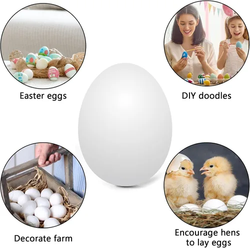 Miniatura 3 de 6 piezas de huevos de madera falsos, huevos de madera blancos de Pascua, juego de comida de cocina de bricolaje para jugar, juguetes de cocina