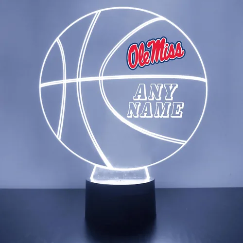 Miniatura 36 de Lámpara de luz nocturna personalizada de la Universidad de Missouri (Mizzou) Tigers con bola de baloncesto y logotipo, letrero LED con control