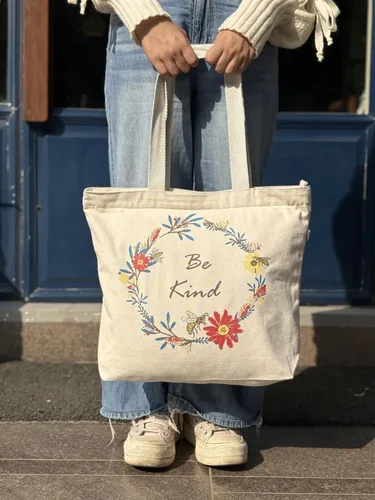 Miniatura 65 de Ecoright Bolsa de lona estética para mujer, bolsa grande con cremallera y bolsillo, bolsa de mano para mujer, para yoga, trabajo, playa