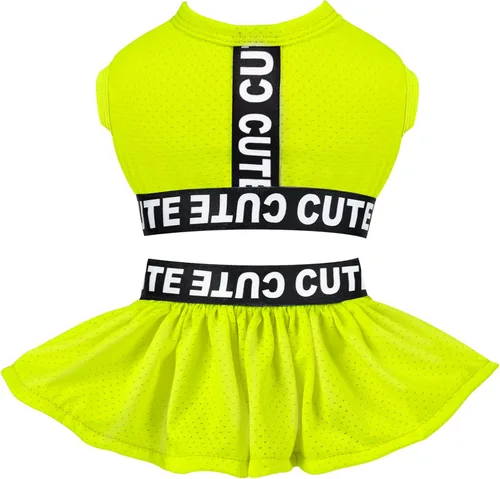 Miniatura 10 de CuteBone Vestido deportivo de dos piezas para perros Athleisure con estampado de leopardo, falda rosa para cachorros, ligera, para perros pequeños