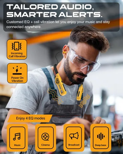 Miniatura 6 de MIPEACE Auriculares Bluetooth con banda para el cuello, 2 en 1 Auriculares de Trabajo Alrededor del Cuello - Auriculares Aprobados por OSHA