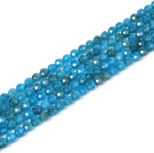 Miniatura 42 de Cuentas redondas facetadas de aguamarina natural de 4mm cuentas sueltas de 16 pulgadas para hacer joyas con cuentas