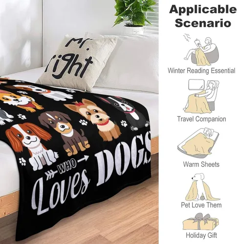 Miniatura 6 de Manta para Perro Cachorro de Peluche Regalos Just A Girl Who Loves Mantas de Perro Mantas de Franela Ultra Suave y Acogedora para Cama y Sofá