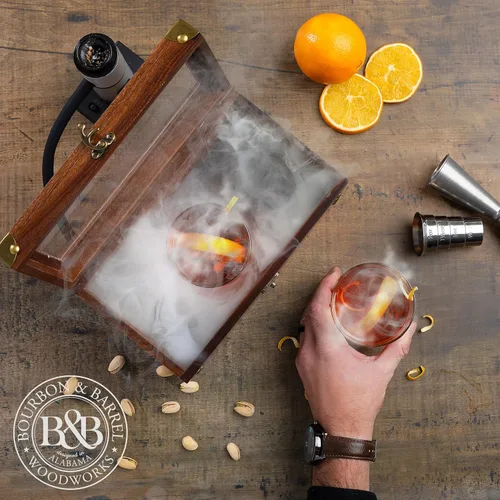 Miniatura 7 de BOURBON & BARREL Kit para Ahumar Cócteles Elaborado con Madera de Nogal Kit para Ahumar Whisky con Ahumador Instantáneo, Caja para Ahumar, Caja