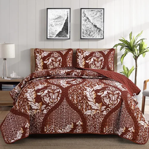 Miniatura 11 de DJY Juego de edredón negro tamaño Queen, juego de colcha de damasco bohemio, juego de ropa de cama de microfibra suave y ligera de 3 piezas
