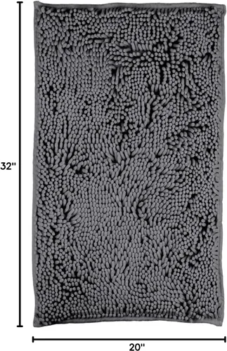 Miniatura 3 de LanYunUmi Juego de 2 alfombras de baño de felpilla chenille antideslizante color gris oscuro, tapete de baño extra suave y absorbente para ducha