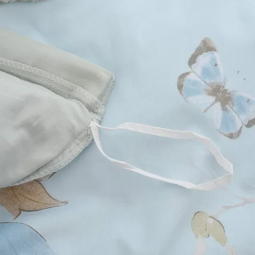 Miniatura 7 de FADFAY Juego de ropa de cama floral estilo campestre francés con estampado de pájaros azules, colección de faldas de cama, 800 hilos por pulgada
