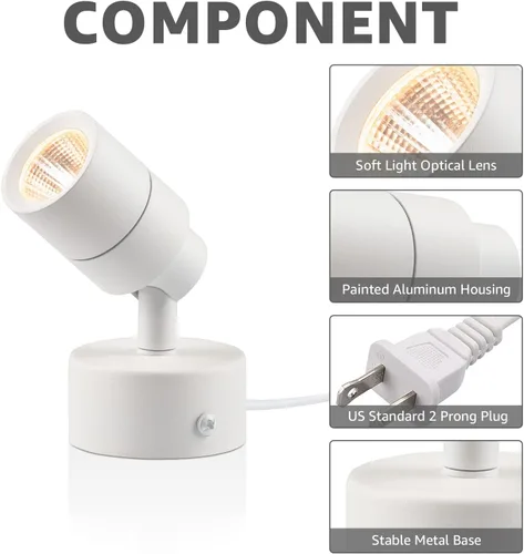Miniatura 6 de SUNVIE Paquete de 2 luces LED para interiores, focos de 3 W para uso en interiores con blanco cálido de 3000 K, focos de 120 V para plantas