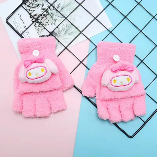 Miniatura 6 de Xipofaie Guantes de invierno sin dedos para mujer, guantes de invierno kawaii, lindos guantes convertibles para clima frío