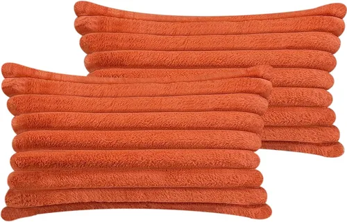 Miniatura 22 de Juego de 2 fundas de almohada de 18 x 18 pulgadas, fundas decorativas de piel sintética para cama, funda de almohada suave y esponjosa con respaldo