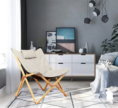 Miniatura 2 de Silla plegable de madera maciza para el almuerzo, silla reclinable portátil de haya con cómodo cojín (no es necesario instalar)