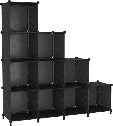 Miniatura 15 de UNKU Organizador de almacenamiento de cubos, 16 cubos organizadores de armario, estantes de almacenamiento, estantería apilable para bricolaje, Negro