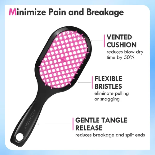 Miniatura 2 de Paquete de 4 cepillos de cabello desenredante ventilados – Cepillo desenredante con cerdas suaves para sin esfuerzo – Ideal para cabello húmedo seco