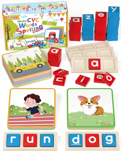 Juegos de ortografía de palabras CVC de madera, juguetes educativos Montessori de aprendizaje para niños de 3, 4, 5, 6 años, actividades de