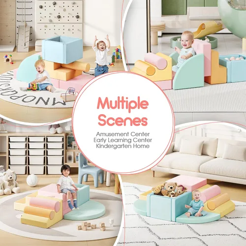 Miniatura 7 de smilesun 12 bloques de escalada de espuma para niños pequeños con pozo de pelotas, juego de gimnasio seguro y suave, bloques de espuma para el área