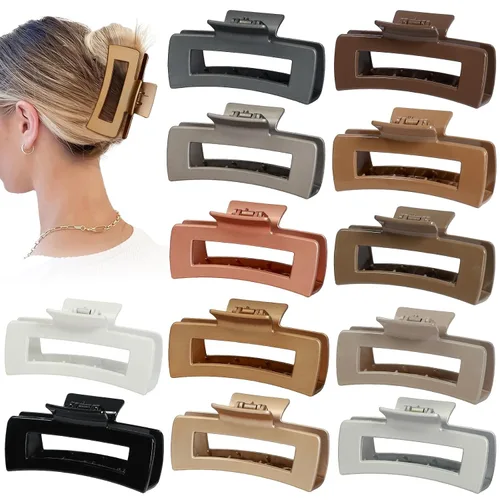Miniatura 21 de Sisiaipu Accesorios para el cabello grandes de 4.1 pulgadas, 12 pinzas cuadradas grandes para cabello grueso, clips a granel jumbo para mujeres