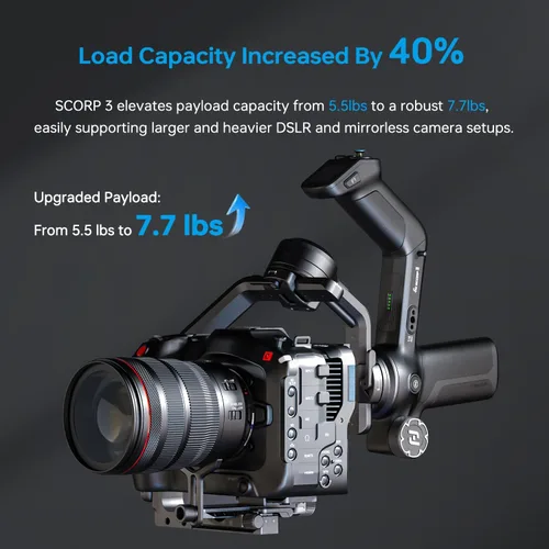 Miniatura 5 de FeiyuTech SCORP 3 Estabilizador de video profesional con mango desmontable, seguimiento de IA, pantalla táctil de 1.3 pulgadas, estabilizador