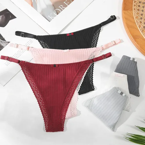 Miniatura 8 de Aijolen Tanga de algodón para mujer, ropa interior ajustable para mujer, bragas de cintura baja para mujer, no se ven