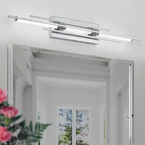 Miniatura 16 de VitaLink Lámpara de tocador dorada, 24 pulgadas, moderna lámpara de pared de baño sobre espejo de tocador, 2 luces cableadas de vidrio blanco