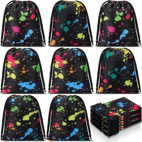 Sweetude 24 bolsas de neón con cordón, pequeñas de neón que brillan en la oscuridad, regalo de fiesta, mochila con cordón, suministros de decoración